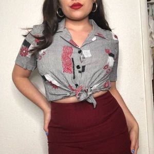 Vintage Black and Red button up